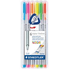 Triplus® Fineliner Marker Package of 6 assorted neon colours