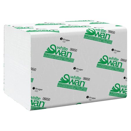 Serviettes White Swan® 2 épaisseurs - 6,5 x 9" paquet de 6 000