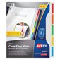 Clear Easy View Durable Plastic Dividers 5 tabs