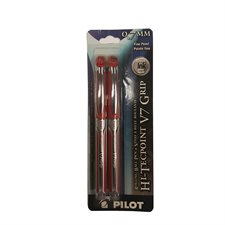 Hi-Tecpoint Grip V5 / V7 Rolling Ballpoint Pens 0.7 mm. Package of 2 red