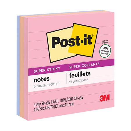 Feuillets recyclés Post-it® Super Sticky - La vie en pastel