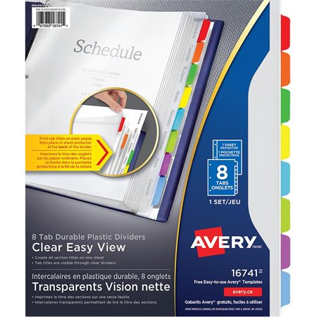 Clear Easy View Durable Plastic Dividers 8 tabs