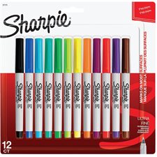 Ultra Fine Permanent Marker Package of 12 assorted colours