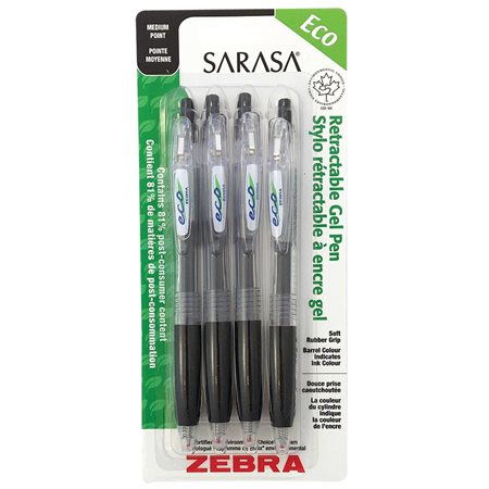 Sarasa® ECO Retractable Ballpoint Pen Package of 4 black