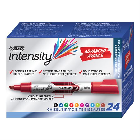intensity® Dry Erase Whiteboard Marker Chisel tip assorted colours (box 24)