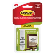 Command™ Picture Hanging Strips Package of 12 white, holds up to 12 lbs