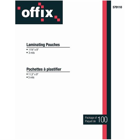Offix® Laminating Pouches 3 mil thickness pkg 100