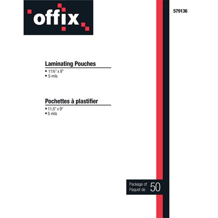 Offix® Laminating Pouches 5 mil thickness pkg 50