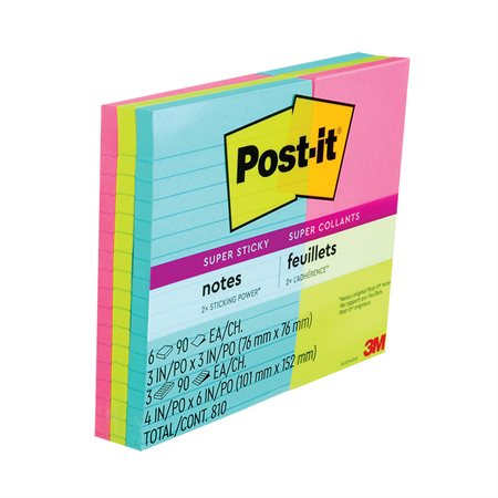 Paquet de notes Post-it® Super Sticky variées