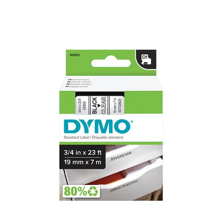 Cartouches D1 pour étiqueteuses Dymo® 19 mm x 7 m noir sur clair