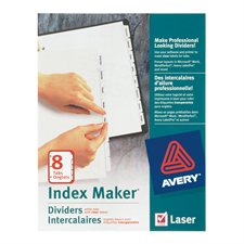 Intercalaires Index Maker® Blanc. Easy Apply™. 25 jeux. 8 onglets