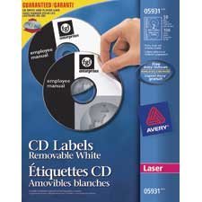 Étiquettes pour CD Amovible. Pour imprimantes laser. pqt 50