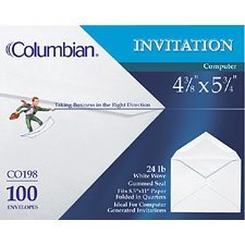 Enveloppe blanche pour invitation 4-3 / 8 x 5-3 / 4"