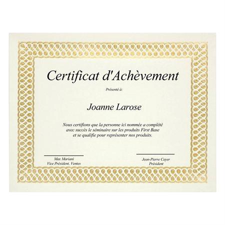 St.James™ Elite Gold Foil Stamped Certificates