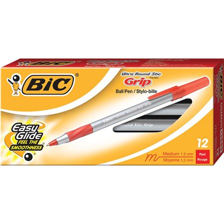 Round Stic™ Grip Ballpoint Pens Medium point red