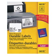 TrueBlock™ White Durable Labels 2-5/8 x 2" (750)