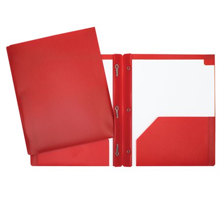 Couverture de présentation poly avec trois attaches et pochettes - Rouge