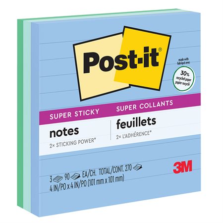 Post-it® Super Sticky Recycled Notes – Bora Bora Collection