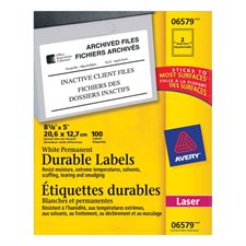 TrueBlock™ White Durable Labels 8-1/8 x 5" (100)