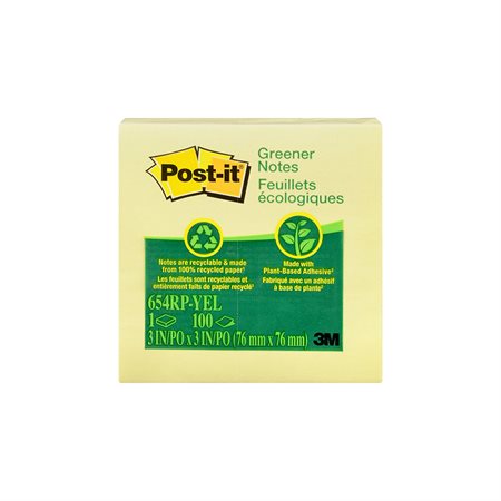 Recycled Post-it® Self-Adhesive Notes Plain 3 x 3 in. (1)