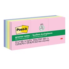 Post-it® Greener Notes - Sweet Sprinkles Collection 1-1/2 x 2 in. 100-sheet pad (pkg 12)