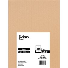 White Rectangle Labels Box of 250 sheets 4 x 2" (2500)