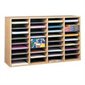Wood Mailroom Organizer 36 compartments. 39-1/4 x 11-3/4 x 24 in. H oak