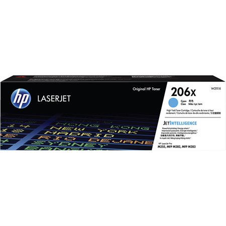 HP 206X Cartouche de toner de longue durée d'origine LaserJet HP206X - W2111X - Cyan