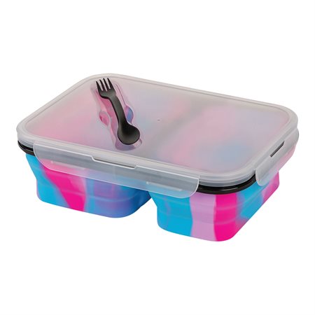 2 compartments collapsible silicone food container