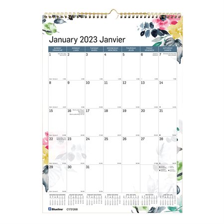 Watercolour Monthly Wall Calendar (2023)