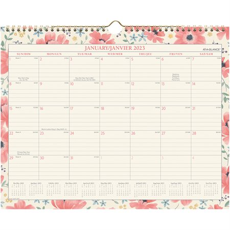Floral Monthly Wall Calendar (2023)