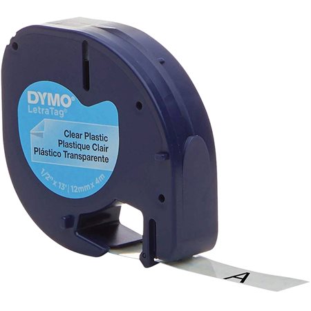 Dymo Compatible Label Tape Premium Tape Plastic black on clear label