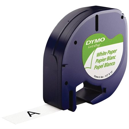 Ruban d’étiquette compatible Dymo Premium tape Papier noir sur étiquette blanche