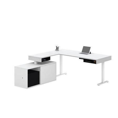 L-Shaped Standing Desk with Credenza