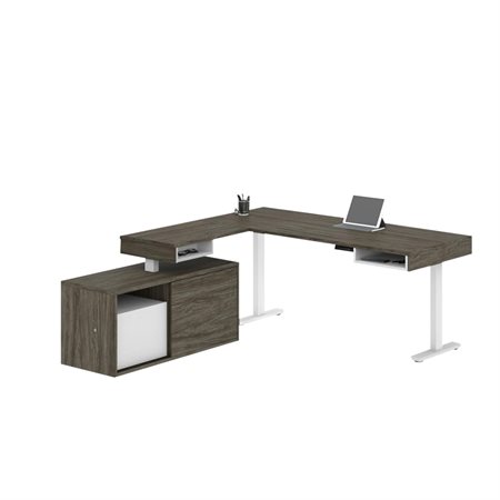 L-Shaped Standing Desk with Credenza