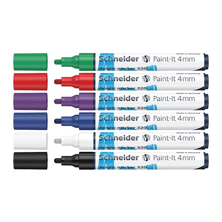 Paint-It 320 Acrylic Marker black, white, blue, violet, red, green