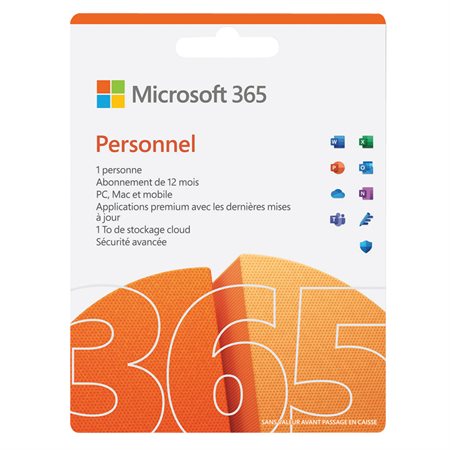 Microsoft 365 Personnel (Français) avec licence de 1 an