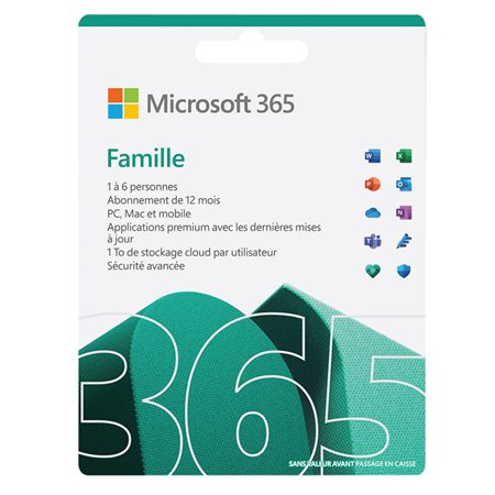 Microsoft 365 Famille (Français) avec licence de 1 an