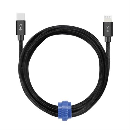 Câble tressé de charge / sync USB-C à Lightning 10 pi noir