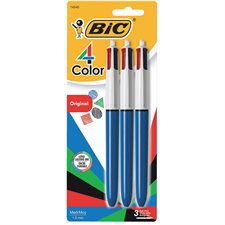 4 Color Retractable Ballpoint Pen package of 3