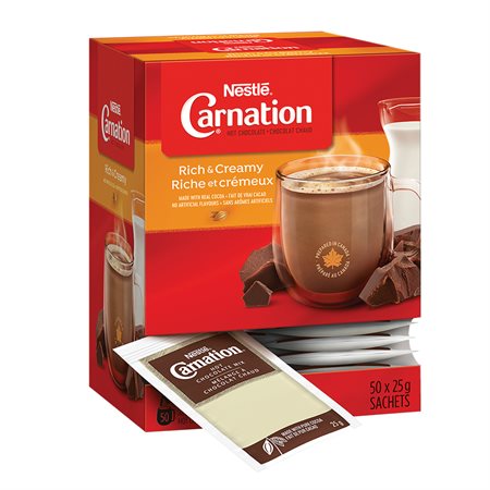 Chocolat chaud instantané en sachet Carnation - Boîte de 50 sachets de 25 g
