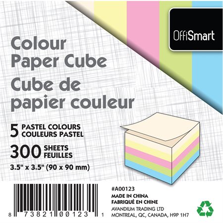 Cube de papier couleur Offismart pastel