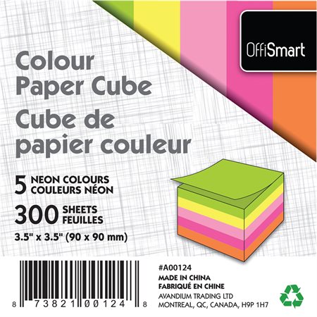 Cube de papier couleur Offismart néon