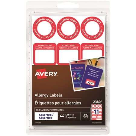 Étiquettes mise en garde contre les allergies